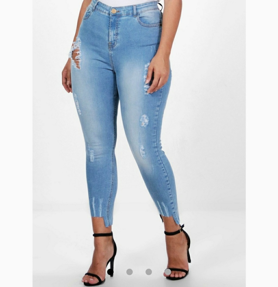 Plus Naomi Gray Detail Step Hem Skinny Jean